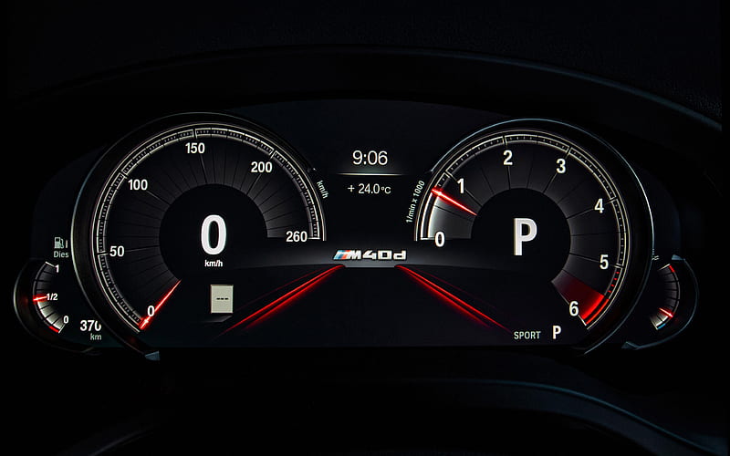 dashboard, BMW X4 2018 cars, tachometer, speedometer, BMW X4 M40d, new X4, BMW, HD wallpaper