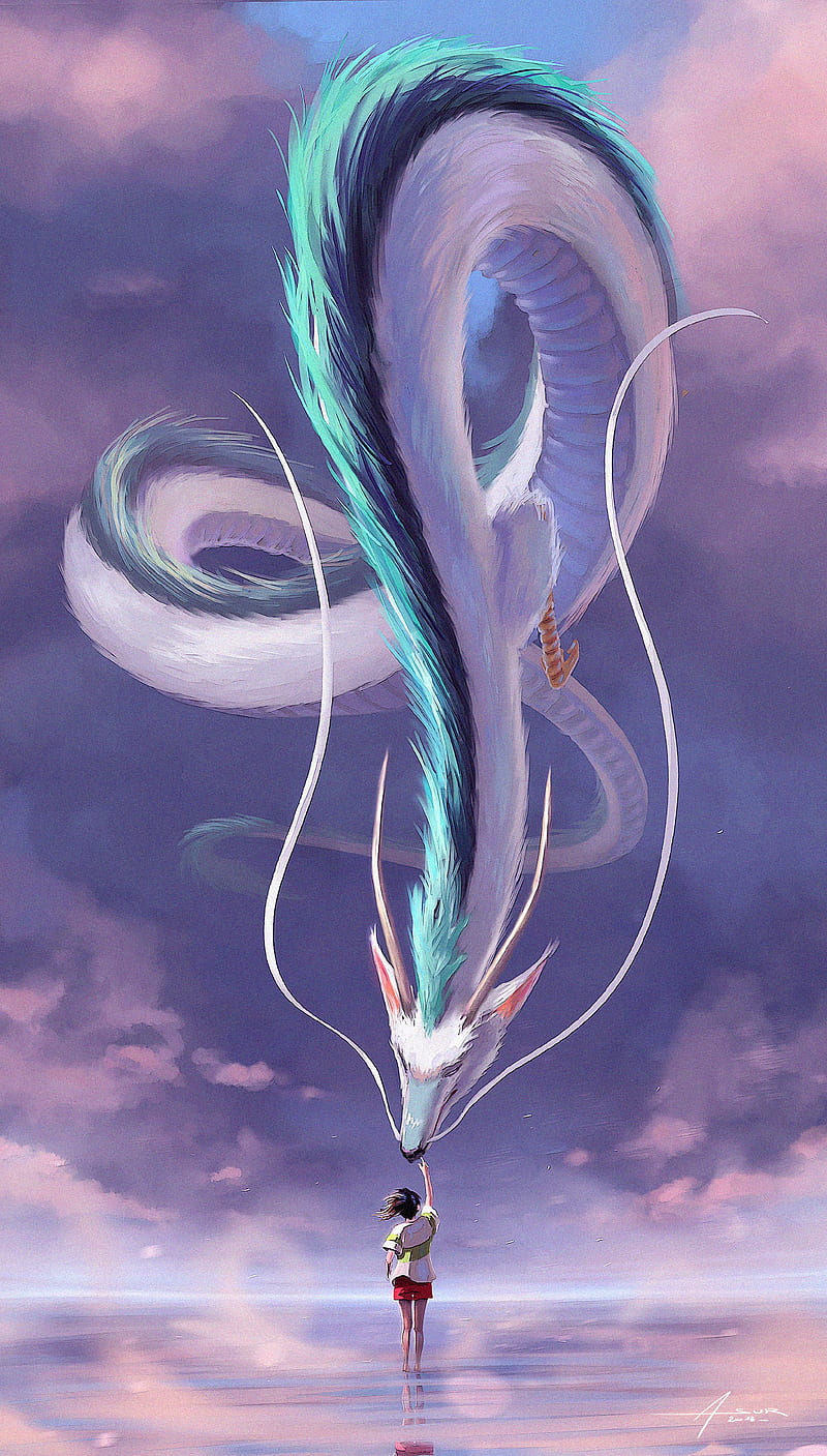 white dragon snake, fantasy girl, creature, sky, Fantasy, HD phone wallpaper