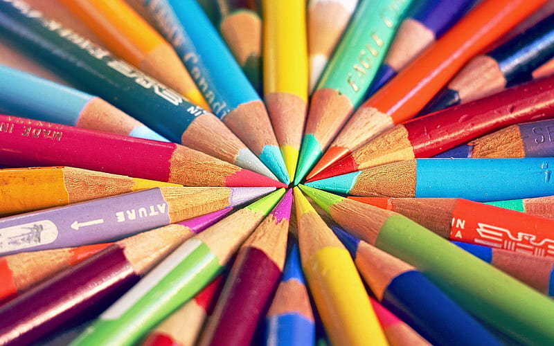 Colored pencils, crayons in a circle, target concept, pencils, different  color concepts, HD wallpaper | Peakpx