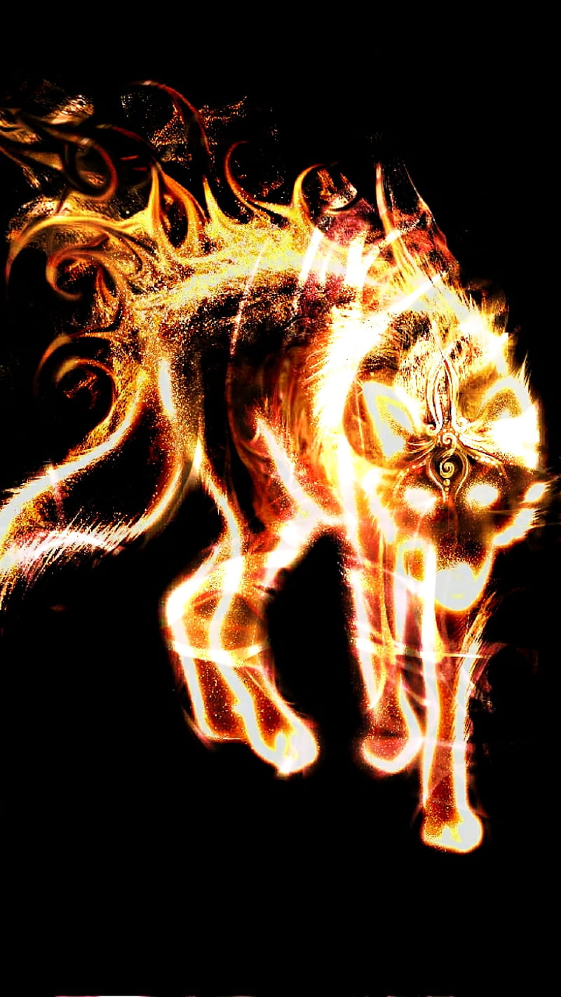Flame wolf, fire, HD phone wallpaper