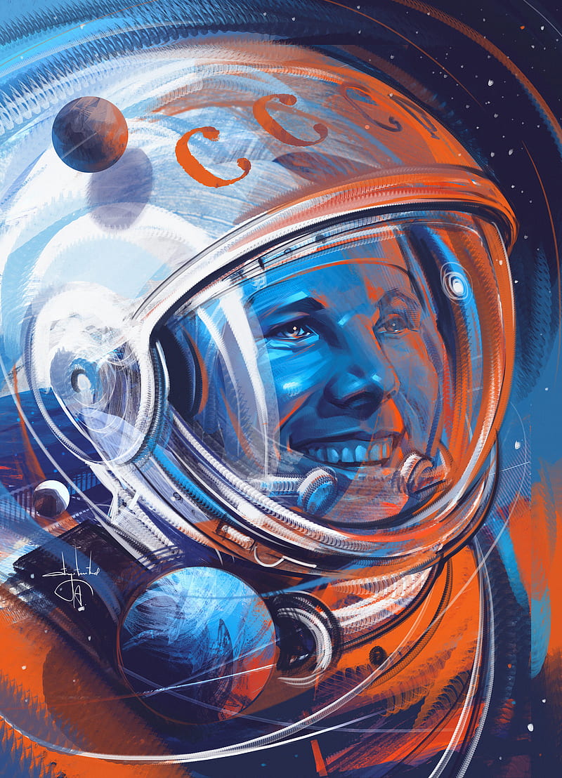 Yuri Gagarin, Soviet Space Program, Roscosmos, space, Aleksandr Sidelnikov, HD phone wallpaper