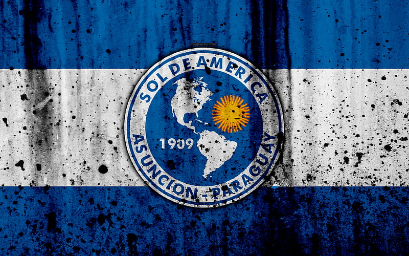 FC Sol de America, grunge, Paraguayan Primera Division, soccer, football club, Paraguay, Sol de America, art, logo, stone texture, Sol de America FC, HD wallpaper