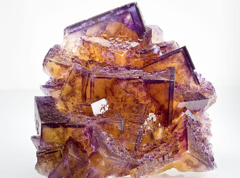 Fluorite, mineral, purple, rock, orange, HD wallpaper
