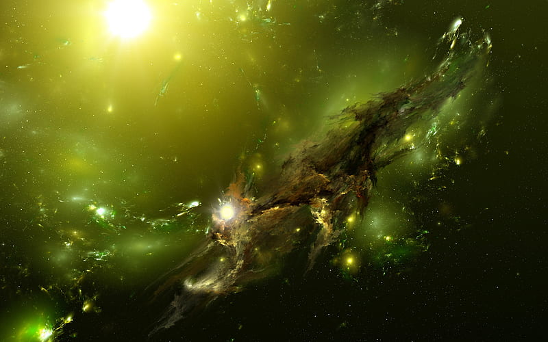 Green galaxy, art, sun, green, dark, yellow, abstract, galaxy, light, HD  wallpaper | Peakpx