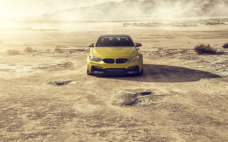 BMW M4, F82, 2016 cars, desert, Vorsteiner, tuning, golden m4, BMW, HD wallpaper