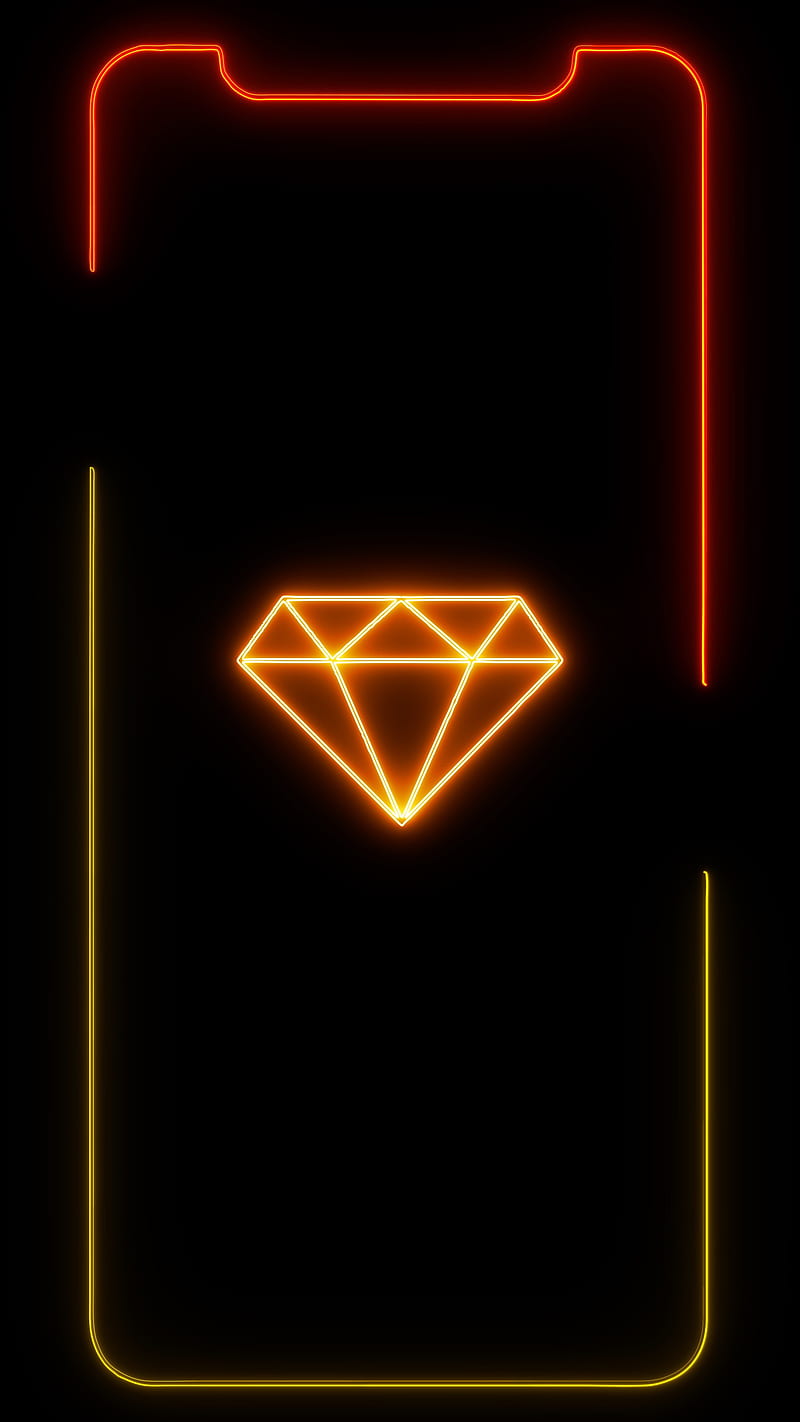 Diamond Frame, amoled oled black background, desenho, expensive rich money, glowing neon, iframes frame frames glowing neon boarder line popular trending new iphone apple high quality live border notch, HD phone wallpaper