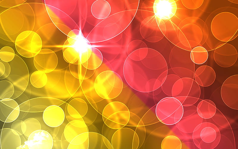 yellow and pink glare creative, yellow and pink abstract background, abstract art, background with glare, yellow and pink circles, HD wallpaper