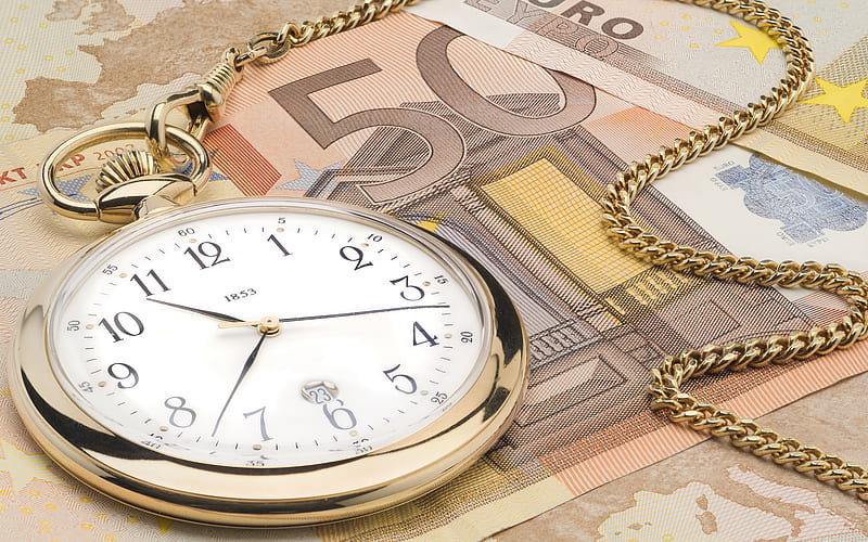 Time is Money, money, graphy, time, euro, clock, abstract, HD wallpaper