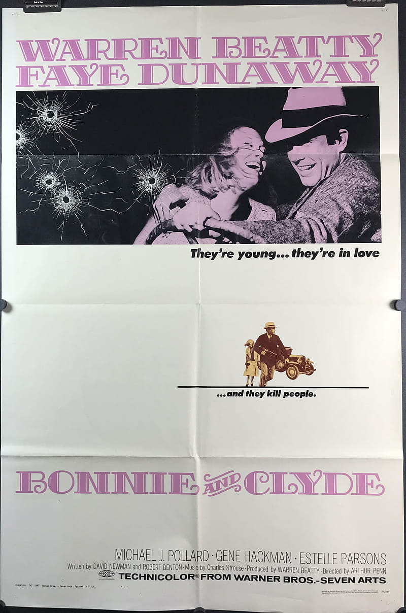 BONNIE AND CLYDE, Original Warren Beatty and Faye Dunaway Movie Poster – Original Vintage Movie Posters, HD phone wallpaper