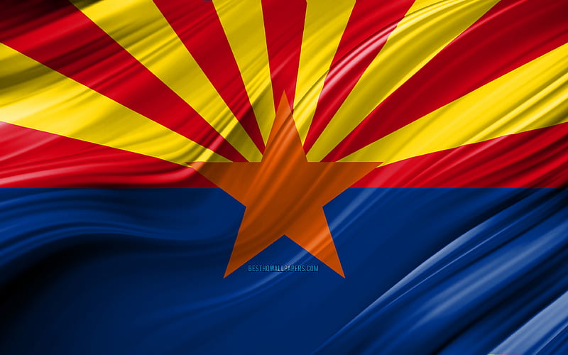 Arizona flag, american states, 3D waves, USA, Flag of Arizona, United States of America, Arizona, administrative districts, Arizona 3D flag, States of the United States, HD wallpaper