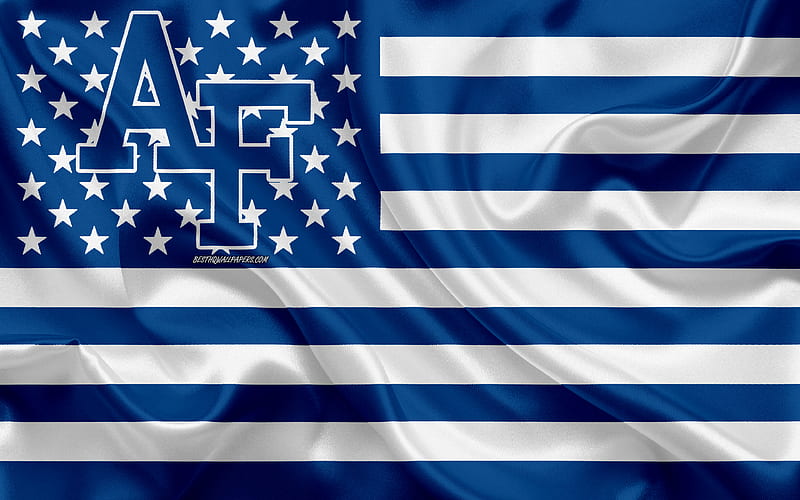 Air Force Falcons, American football team, creative American flag, blue white flag, NCAA, Colorado Springs, Colorado, USA, Air Force Falcons logo, emblem, silk flag, American football, HD wallpaper