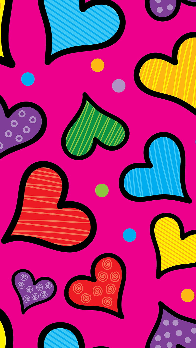 Colorful Hearts , super, HD phone wallpaper