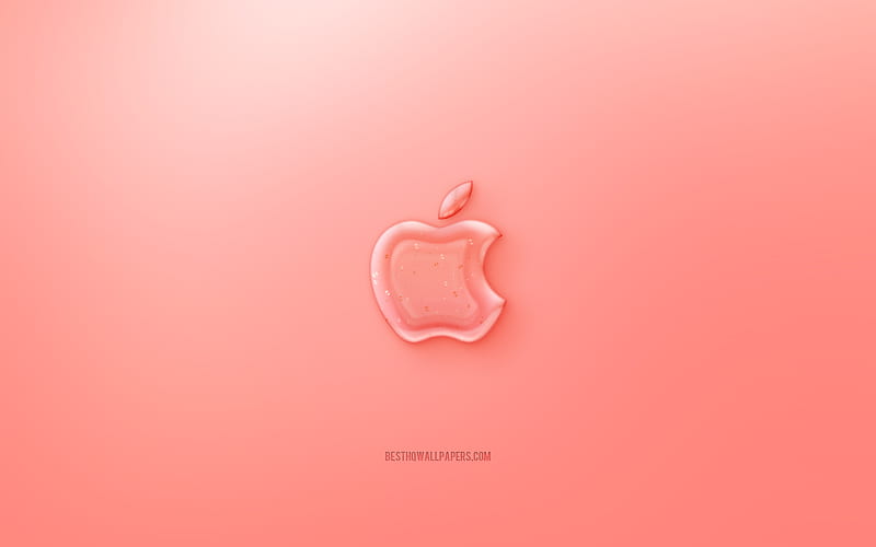 Apple 3D logo, red background, Apple jelly logo, Apple emblem, creative 3D art, Apple, HD wallpaper