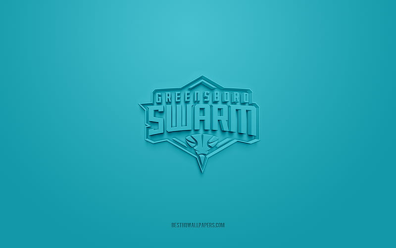 Greensboro Swarm, creative 3D logo, turquoise background, NBA G League, 3d emblem, American Basketball Club, North Carolina, USA, 3d art, basketball, Greensboro Swarm 3d logo, HD wallpaper