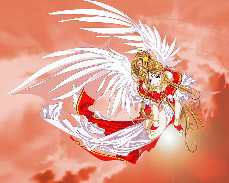 angel, goddes, red, girl, HD wallpaper