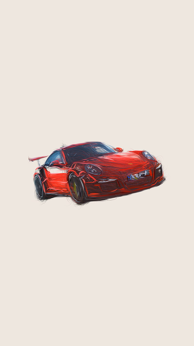Porsche drawing fast car, amazing, engine, expensive, lux, show car, transportation, HD phone wallpaper