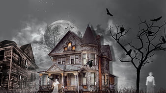 Haunted Mansion With Demons And Crows On Trees Movies, HD wallpaper