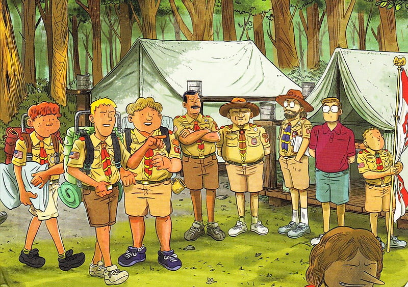 TROOP 142, hikers, camping, woods, comedy, comics, outdoors, adventure, people, scouts, funny, tents, HD wallpaper