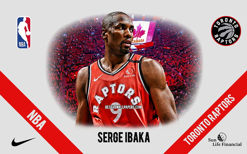 Serge Ibaka, Toronto Raptors, Spanish Basketball Player, NBA, portrait, USA, basketball, Scotiabank Arena, Toronto Raptors logo, HD wallpaper
