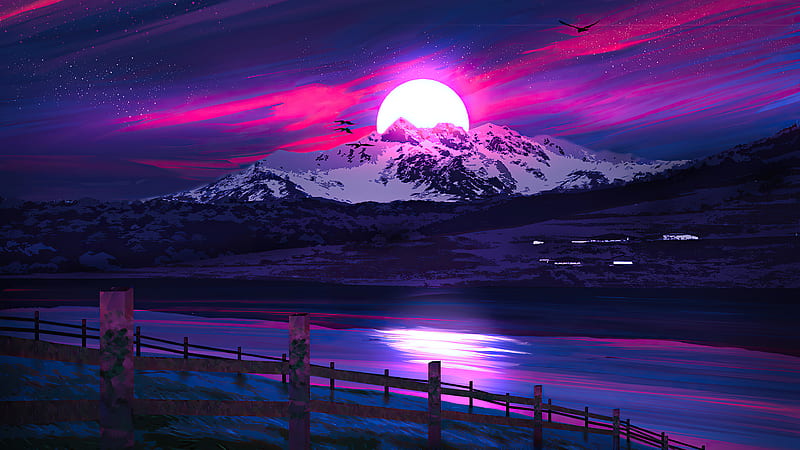 Mountains Sunrise Nepal Illustration, HD wallpaper