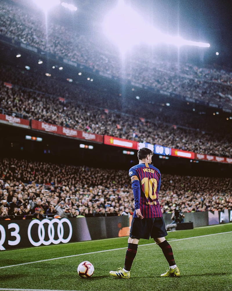 Lionel Messi, argentina, audi, barcelona, blaugrana, camp nou, champions league, football, football, laliga, HD phone wallpaper