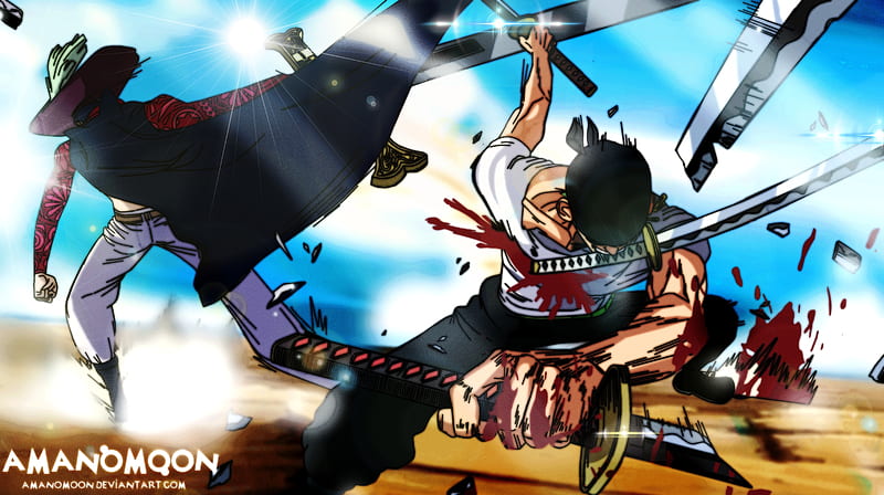 How strong is Zoro (Wano/Plus Enma) in comparison to Mihawk?