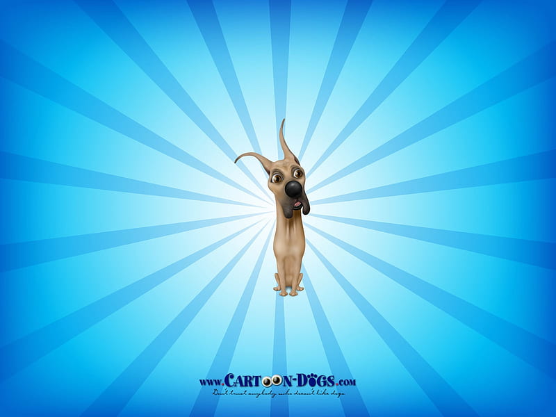 Great Dane, animation, caine, dog, blue, HD wallpaper