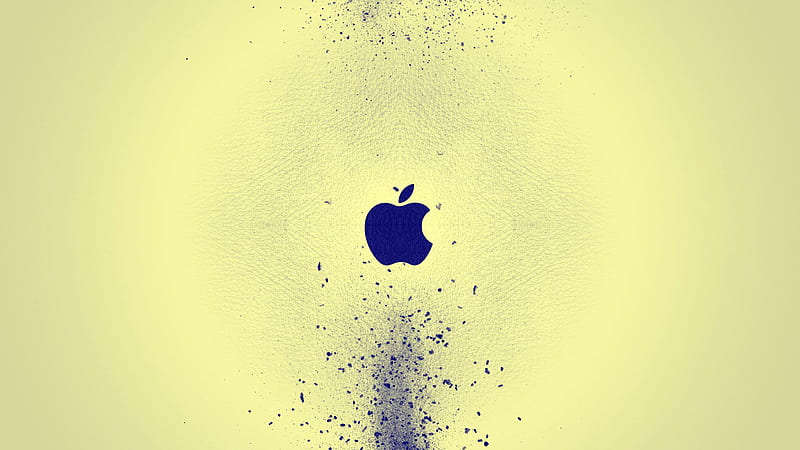 Blue Apple In Yellow Background Technology MacBook, HD wallpaper