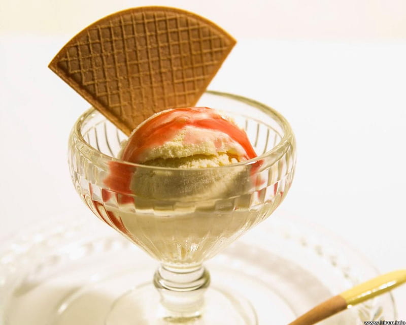 Ice cream sundae, glass bowl, wafer, topping, icecream, sundae, dessert, HD wallpaper