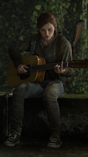 Wallpaper ellie, guitar play, the last of us, video game art