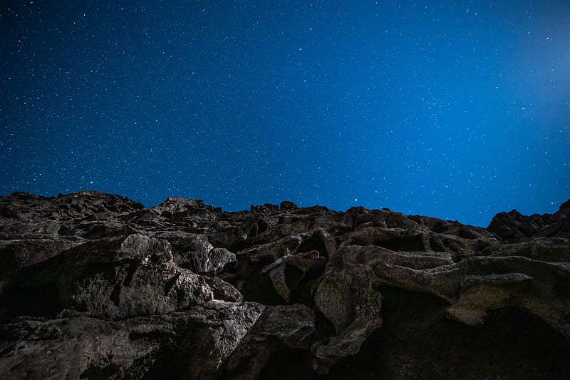 rocks, starry sky, stars, stones, night, HD wallpaper