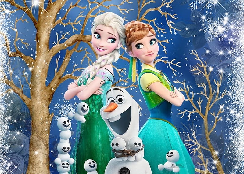 Frozen Fever (2015), anna, movie, elsa, frozen fever, snow queen, sister, princess, poster, olaf, disney, HD wallpaper