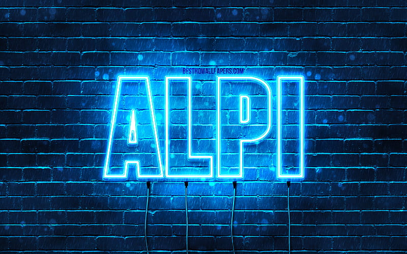 Alpi, , with names, Alpi name, blue neon lights, Happy Birtay Alpi, popular arabic male names, with Alpi name, HD wallpaper