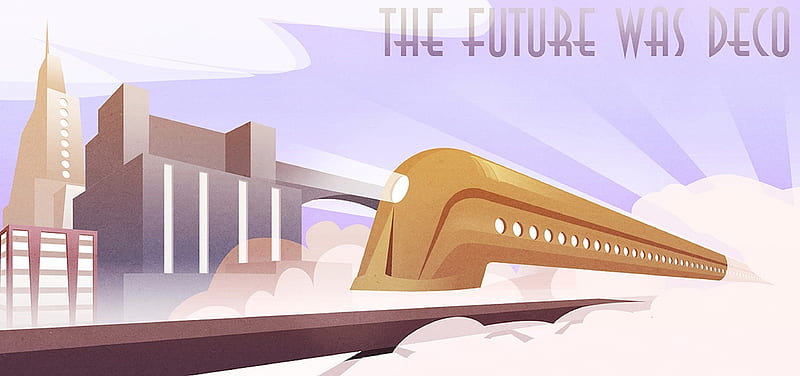 The Future Was Deco Retro Train Art, Art Deco Desktop Wallpaper