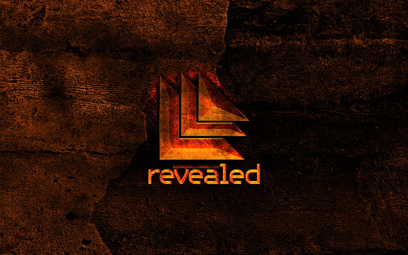 Revealed Recordings fiery logo, music labels, orange stone background, Revealed Recordings, creative, Revealed Recordings logo, brands, HD wallpaper