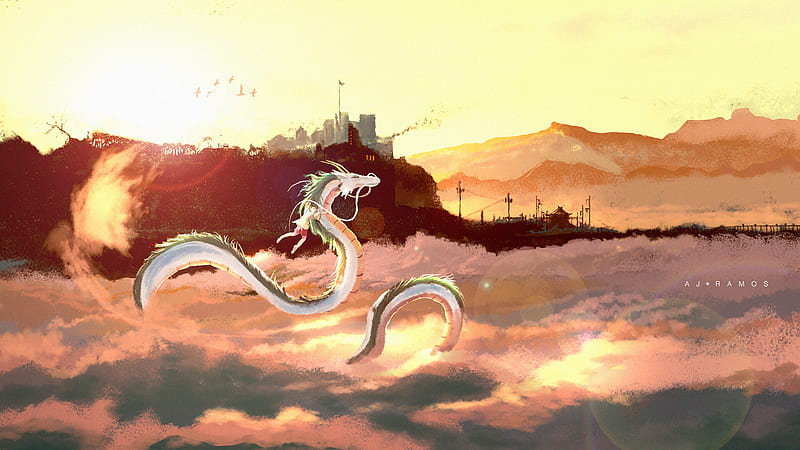 Anime, Spirited Away, Chihiro (Spirited Away), Chinese Dragon, HD wallpaper