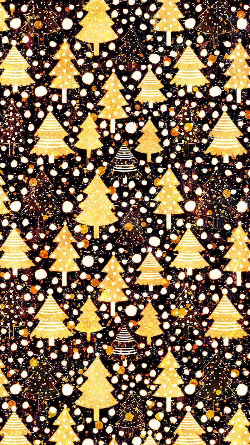 Gold Christmas Trees, Adoxali, artistic, background, color, creative, cute, doodle, drawing, golden, hand drawn, holiday, illustration, merry, minimal, modern, new, ornament, pattern, retro, seasonal, simple, sketch, snow, snowflake, texture, tree, vintage, winter, xmas, year, yellow, HD phone wallpaper