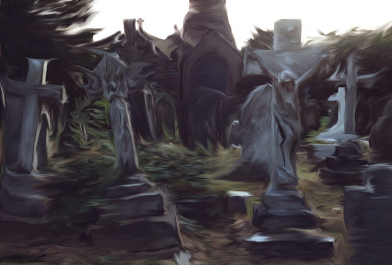 Death is But A Blur, dead, macabre, death, grave yard, horror, cemetary, creepy, scary, cross, HD wallpaper