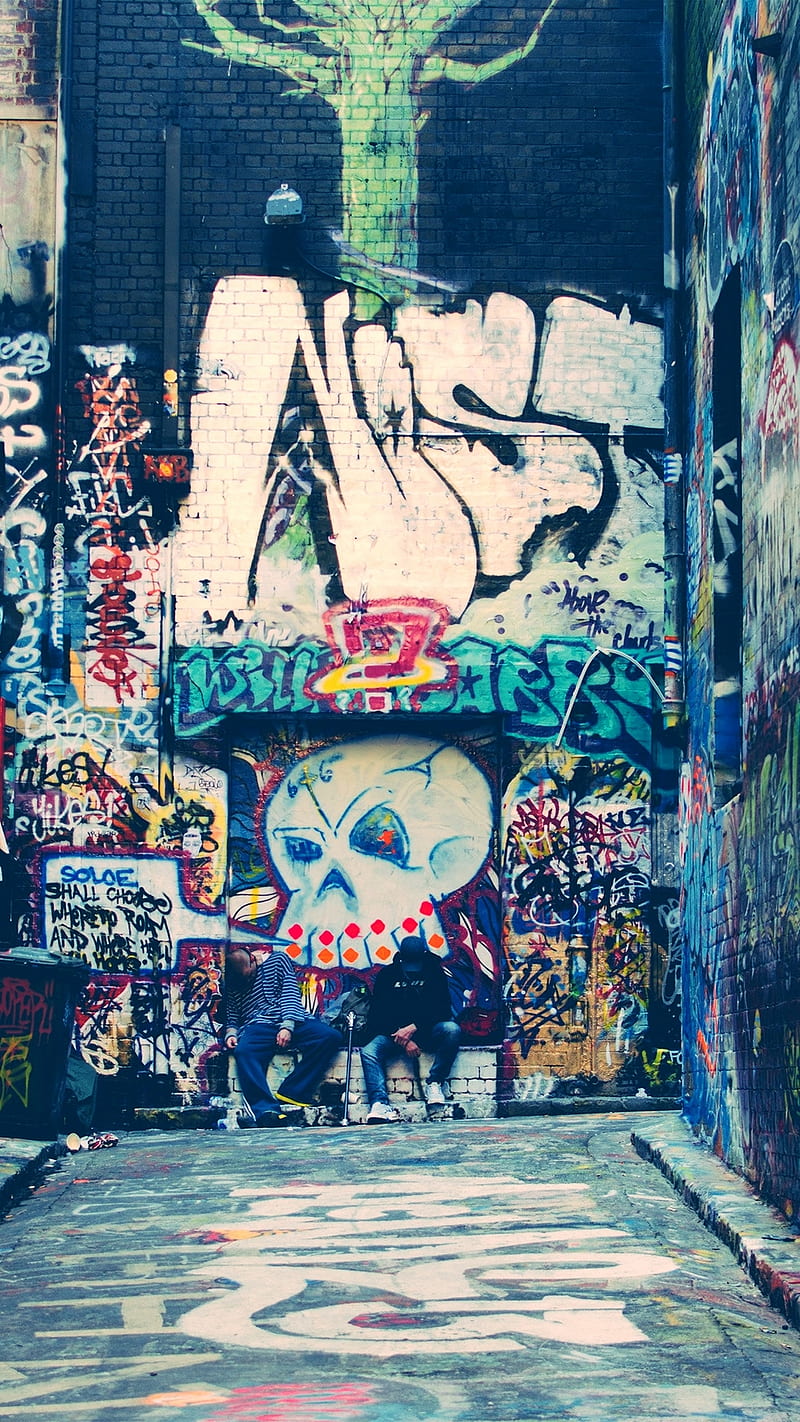 Graffiti Street, awesome, cool, graffiti, nice, ok, party, road, street, HD phone wallpaper