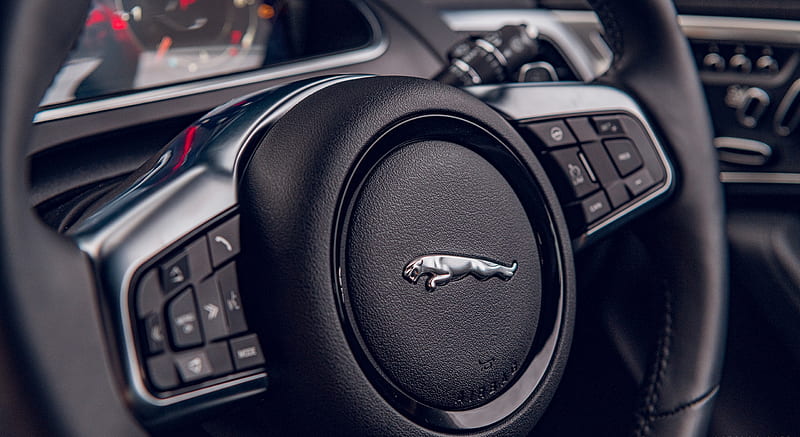 2021 Jaguar F-TYPE Coupe R-Dynamic P450 AWD (Color: Eiger Grey) - Interior, Steering Wheel , car, HD wallpaper
