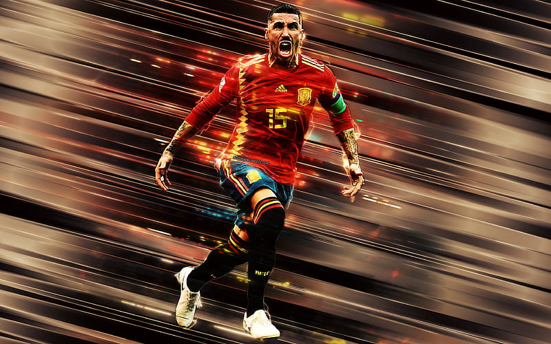 Sergio Ramos, Spain national football team Spanish football player, defender, creative art, Spain, football, HD wallpaper