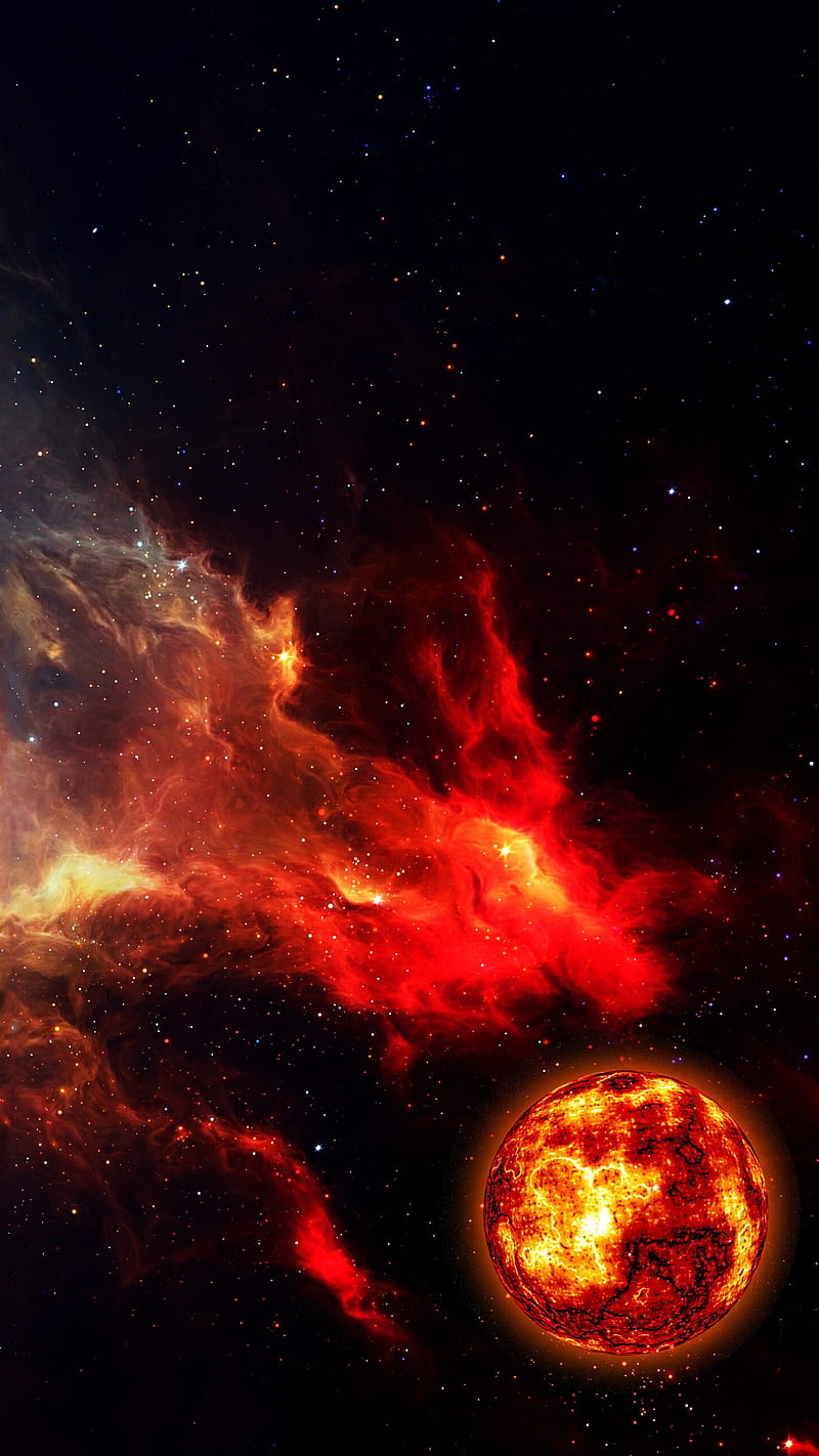 Outer Red, 3d, planet, space, HD phone wallpaper