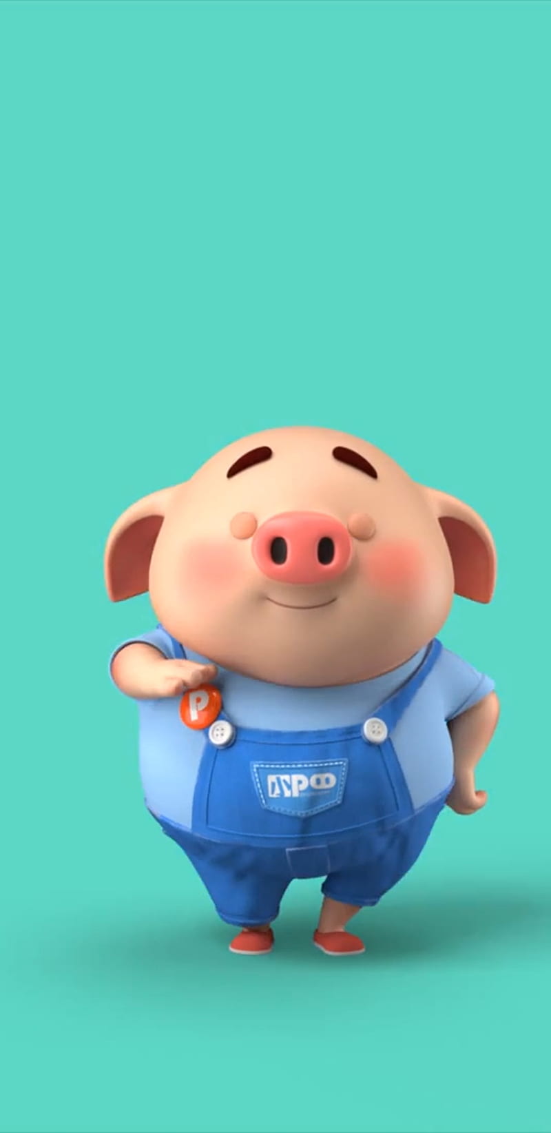 Proud MrPig, emotions, pig, cute, teal, HD phone wallpaper