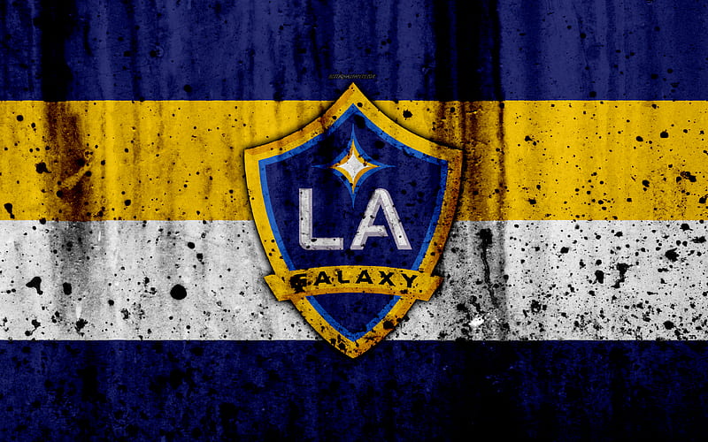 FC Los Angeles Galaxy, grunge, MLS, soccer, Western Conference, football club, USA, Los Angeles Galaxy, logo, LA Galaxy, stone texture, Los Angeles Galaxy FC, HD wallpaper