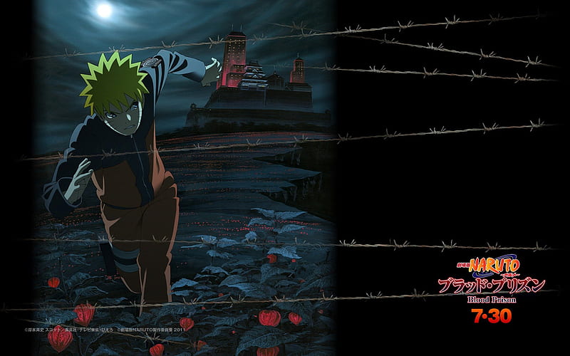 ecsape, naruto, naruto shippuden the movie blood prison, time remaining, flowers, wire, HD wallpaper