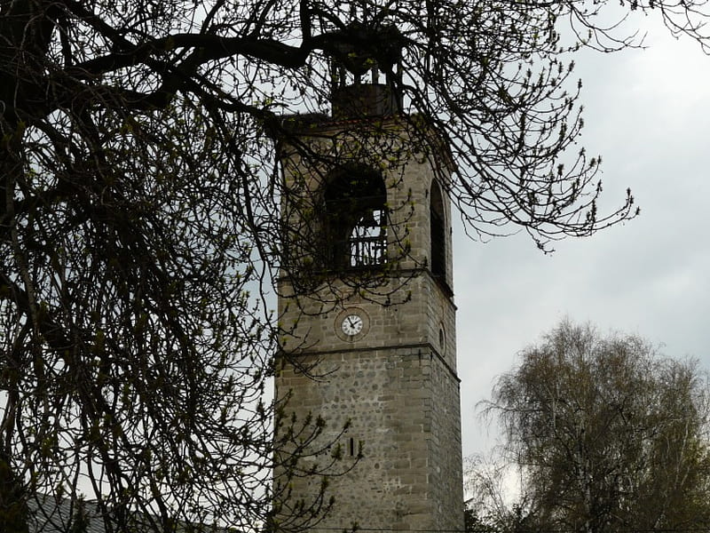 The Medieval clock tower in Bansko, clock, medieval, bansko, tower, HD wallpaper