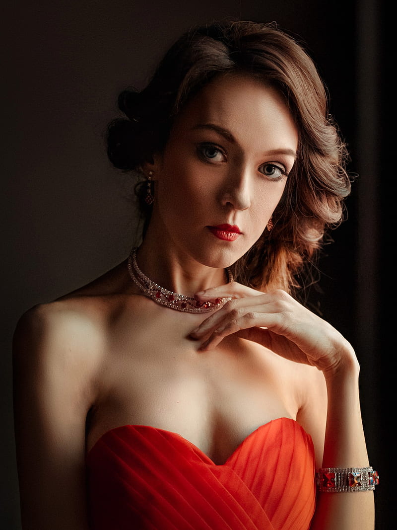 Evgeny Markalev, face, women, portrait, bare shoulders, model, HD phone wallpaper