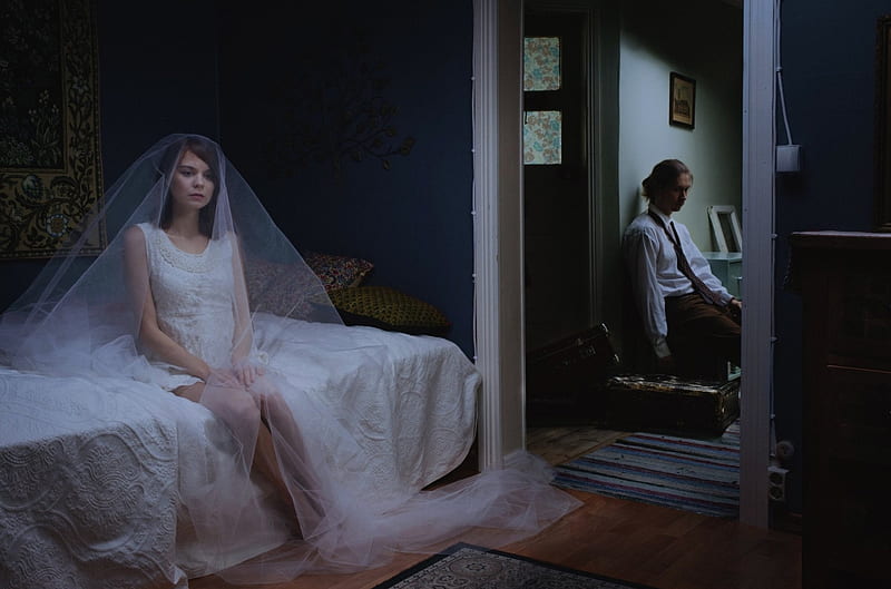 Lonely Bride, bride, man, lonely, woman, HD wallpaper