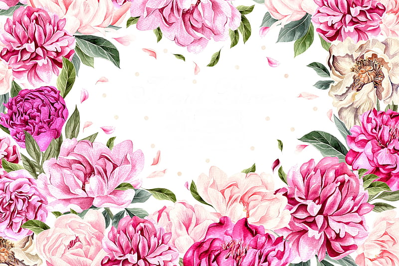 Peonies, watercolor, art, peony, flower, pink, white, card, HD wallpaper