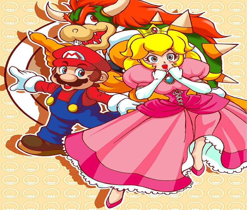 Super Princess Peach Team!, super princess peach, bowser, mario, peachie peach, peachie, video games, peach, HD wallpaper